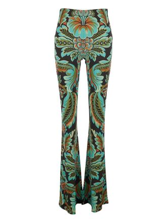 Etro paisley-print flared trousers - women - Elastane/Viscose - 40 - Black