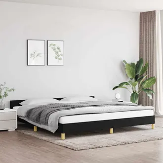 vidaXL Cama Sin Colch&oacute;n Tela Negro 200x200 Cm Vidaxl