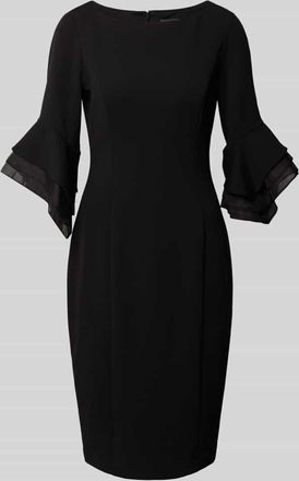 Adrianna Papell Knielanges Cocktailkleid mit Trompeten&auml;rmeln in Black, Gr&ouml;&szlig;e 34