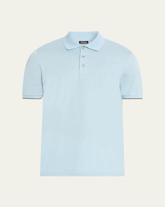 Kiton Mens Cotton Rib Polo Shirt