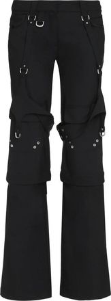 Off-white Broeken, Dames, Zwart, S, Polyester, Cargo Broek met Decoratieve Gespen