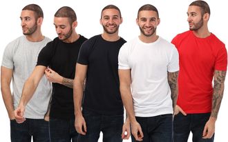 Duck and Cover Heren Errington T-Shirt (5-pack) (Lichtgrijs/Zwart/Wit/Rood)
