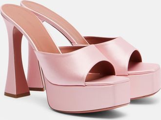 Amina Muaddi Dalida satin platform mules