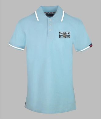 Aquascutum Mens Madras Flag Collared Neck Short Sleeve Polo Shirt - Blue - Size: 42