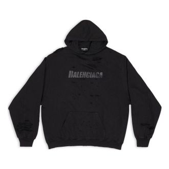 Balenciaga Caps Destroyed Hoodie Black 659403TKVB61781