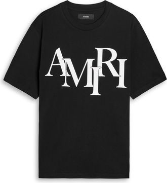 Amiri Staggered Logo Cotton T-shirt - Black - XL
