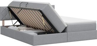 vidaXL Cama Con Almacenamiento 2 Uds. Gris Claro Cuero Sint&eacute;tico Vidaxl
