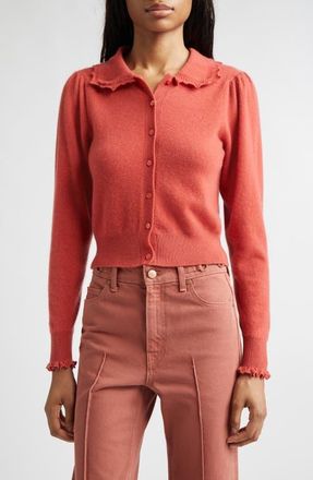 Ulla Johnson Kalila Collared Cashmere Cardigan in Coral at Nordstrom, Size X-Large