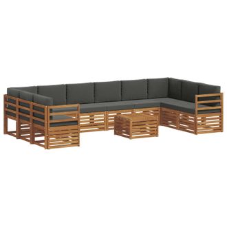 vidaXL Conjunto De Sof&aacute;s De Exterior 11 Pcs Natural Y Antracita Vidaxl
