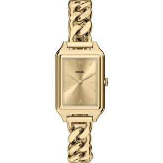 Fossil Raquel Tank Curb Chain Bracelet Watch, 23mm x 38mm in Gold at Nordstrom