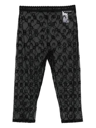 Marine Serre Mesh shorts verfraaid met maan - Zwart