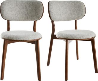 Miliboo Miliboo - Set De 2 Sillas N&oacute;rdicas De Madera Oscura Y Tejido Gris Fauvette