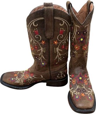 Stetson Womens Floral Flow Boots In Brown