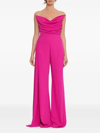 Forever Unique Gedrapeerde jumpsuit met col - Roze