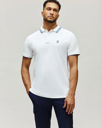 Psycho Bunny Mens Tavian Pique Polo 100 WHITE / XXXL