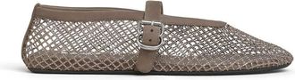 Alaia Ballet Flats In Rhinestone Fishnet Shoes