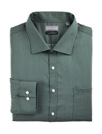 Michael Kors Big & Tall Micro Patterned Performance Dress Shirt in Green at Nordstrom, Size 18.5 - 36