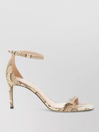 Stuart Weitzman snake print ankle strap stiletto sandals