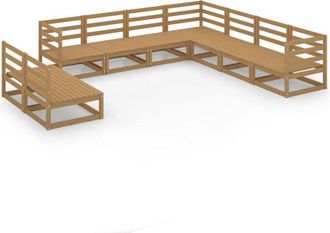 vidaXL 9 Piece Garden Lounge Set Honey Brown Solid Pinewood Vidaxl