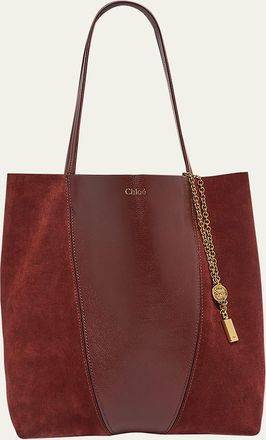 Chloé Spin Tote Bag in Grain Leather & Suede
