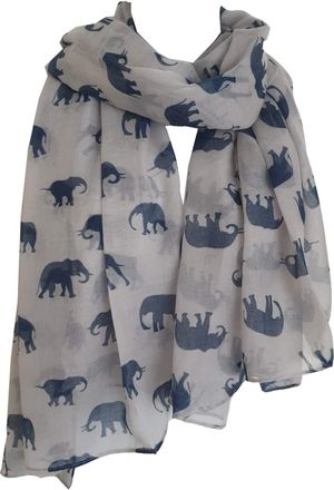 GlamLondon Womens Elephant Print Scarf (Grey Blue)