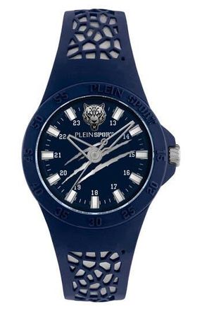 Plein Sport Three-Hand Quartz Silicone Strap Watch, 40mm in Blue at Nordstrom Rack