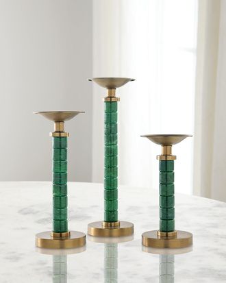 Port 68 Jade Garden Candlesticks, Set of 3