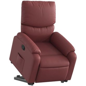 vidaXL Sill&oacute;n Reclinable Elevable Cuero Artificial Rojo Tinto Vidaxl