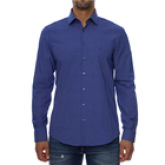 Calvin Klein Gedrukte Easy Care Slim Shirt - Heren - Casual Overhemden - Blauw - 4XS - Leer - Overhemden