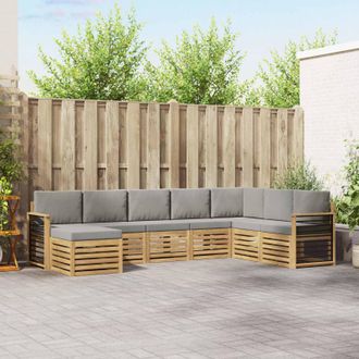 vidaXL Vidaxl Set Di Divani Da Esterno 8 Pz Bianco E Grigio Chiaro Poliestere