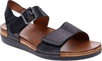 Revere Comfort Shoes Womens Georgia Back Strap Sandal In Black Linen