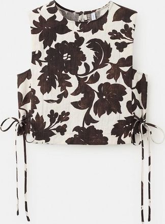 Mango Blusa crop stampa floreale marrone - Donna - XS - MANGO