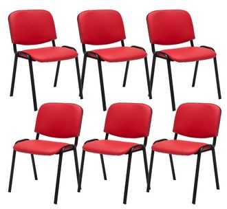 Clp Clp - Set 6 Sillas De Conferencia Ken En Cuero Pu Rojo