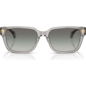 Versace 56mm Rectangular Sunglasses in Transparent Grey /Grey at Nordstrom