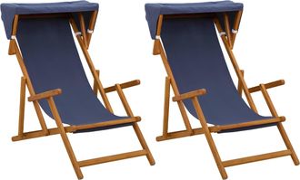 vidaXL Silla De Terraza 2 Pcs 3 Posici&oacute;n Madera De Eucalipto Maciza Vidaxl