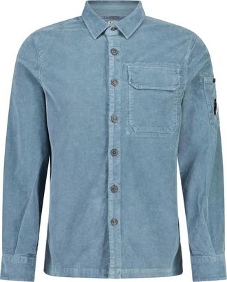 C.P. Company Stijlvolle Corduroy Overhemd - Heren - Casual Overhemden - Blauw - XL - Katoen - Overhemden