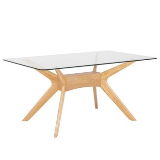 Koketto Home Mesa de comedor 160 con tablero de vidrio y patas de roble