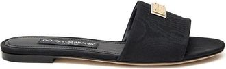 Dolce & Gabbana Zwarte Polyester Slippers - Dames - Sandalen - Zwart - 37 1/2 EU - Polyester - Schoenen