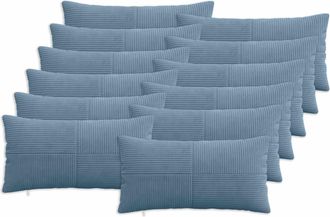vidaXL Funda De Almohada 12 Pcs Almelo Azul 40 X 80 Cm Pana Vidaxl