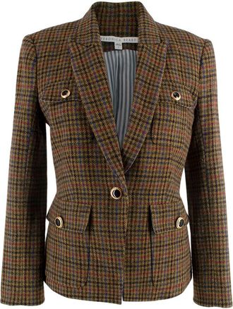 Veronica Beard Brown Houndstooth Woollen Blazer Size S