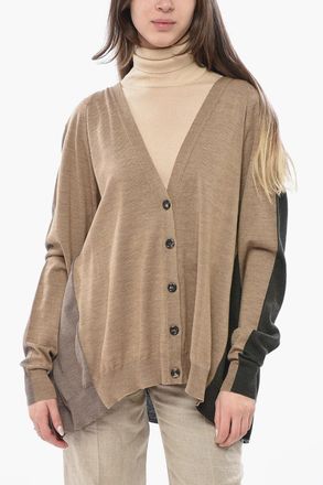 Moschino COUTURE! Cardigan in Lana Vergine con Design Doppie Maniche Moschino