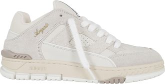 Axel Arigato Beige White Area Lo Metallic Logo Suede-Blend Sneakers