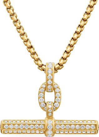 David Yurman 18kt yellow gold Lexington E/W Barrel diamond pendant (36mm)