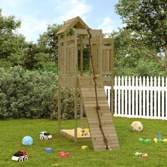 vidaXL Casa De Juegos Con Pared Escalada De Madera Impregnada De Pino Vidaxl