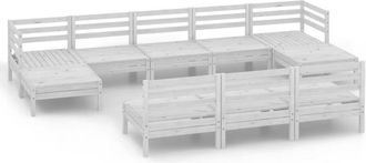 vidaXL 10 Piece Garden Lounge Set White Solid Wood Pine vidaXL