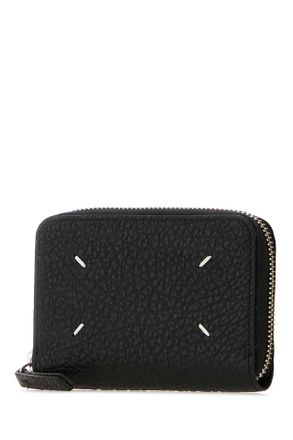 Maison Margiela Womens Black Leather Wallet Portafogli
