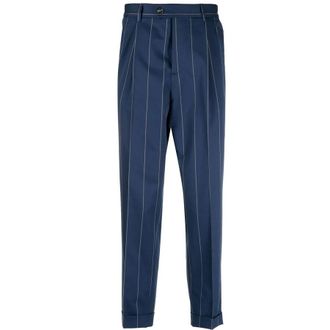 Brunello Cucinelli Blue Pinstripe Tailored Trousers, Brand Size 54 (US Size 38)