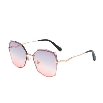 Generic Fashionable Metal Large Frame Decorative Sunglasses Men And Womens Vacation Beach Party Photo Sun Glasses(Purple)