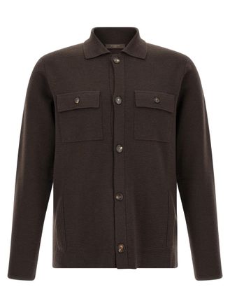 Zanone Dark Brown Button-Up Cardigan