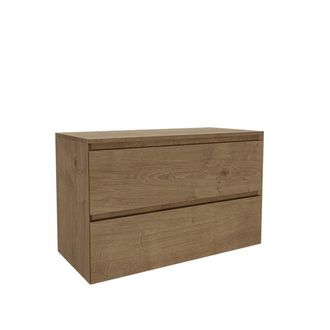 Saniclass Holz Pure Badkamermeubelset - 100x45x60cm - topblad - zonder kraangaten - 2 lades - Eiken Natural